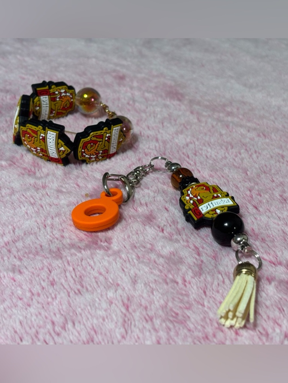 HP Gryffindor Inspired House Cup Charm & Orange Stanley Straw Charm and Tassel